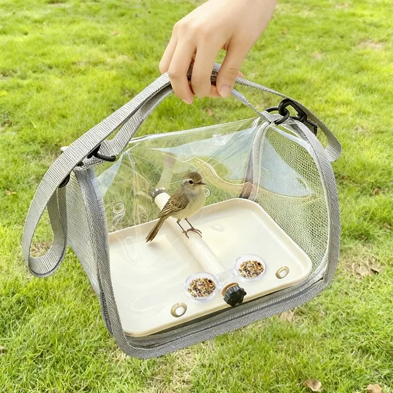 Breathable Transparent Bird Cage, Practical Crossbody Bag and Handheld Pet Carrier, Durable PVC Material with Zipper Closure, Suitable for Small Pets
