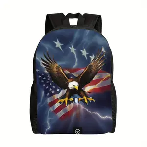 American Flag And Eagle Casual Backpack, Lightweight Shoulder Bag For Men And Women, Large Capacity Computer Laptop Bag Book Bag For Work Travel Office College