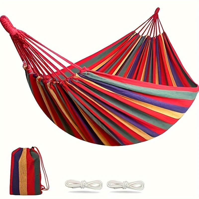 Portable Cotton Hammock, Travel Accessories with Storage Bag and Tree Straps for Camping, Backyard Use