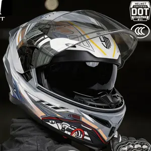 DOT face mask full-face helmet with double lenses, universal for all seasons, breathable Bluetooth earphone slot, 3C certification motorcycle helmet