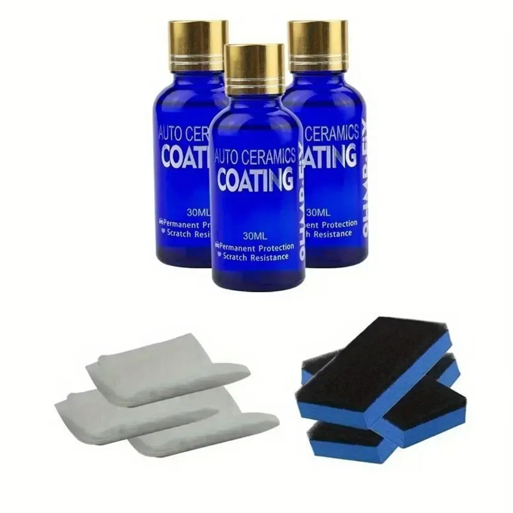3PCS 9H Car Liquid Ceramic Coat Super Hydrophobic Glass Coating Set Polysiloxane and Nano materials Ceramics For Cars