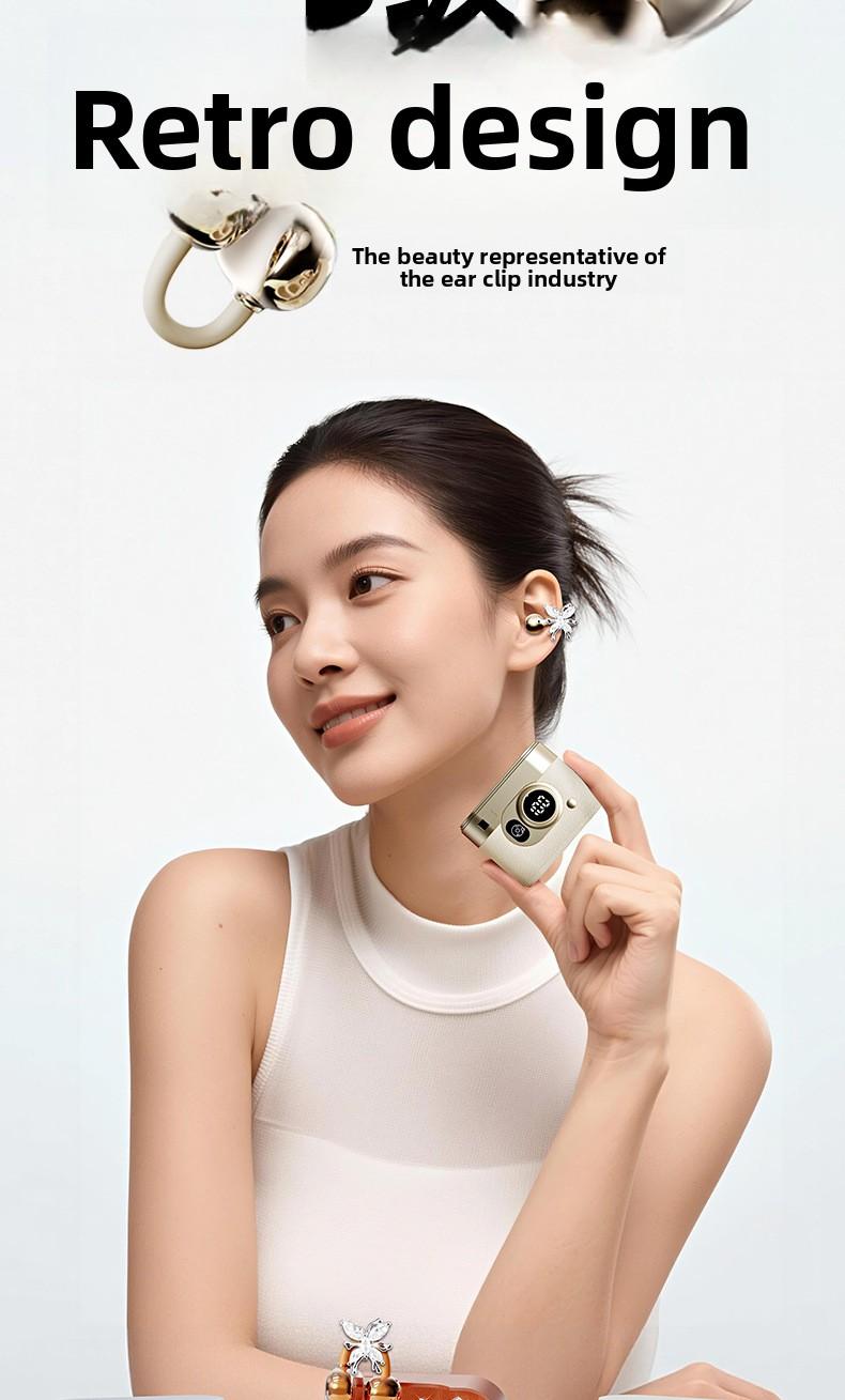 2026 Hot-Selling Retro Camera Style Bluetooth Earphones, True Wireless Clip-On, High-Quality Sound, Noise Reduction for Calls, Compact and Portable
