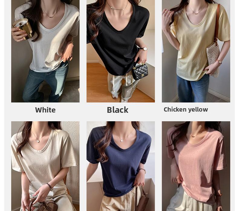 Women's V Neck T Shirt Spring Korean Style Loose Fit Snowflake Cotton Top Casual Basic Tee High Street Trendy Lightweight Summer Top for Women