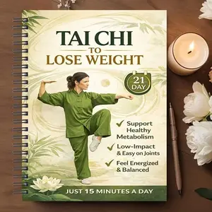 Tai Chi Weight Loss Coil Notebook, Traditional Style, 21-Day Fitness Log, Low-Intensity Exercise Journal, Ideal for Middle-Aged Adults