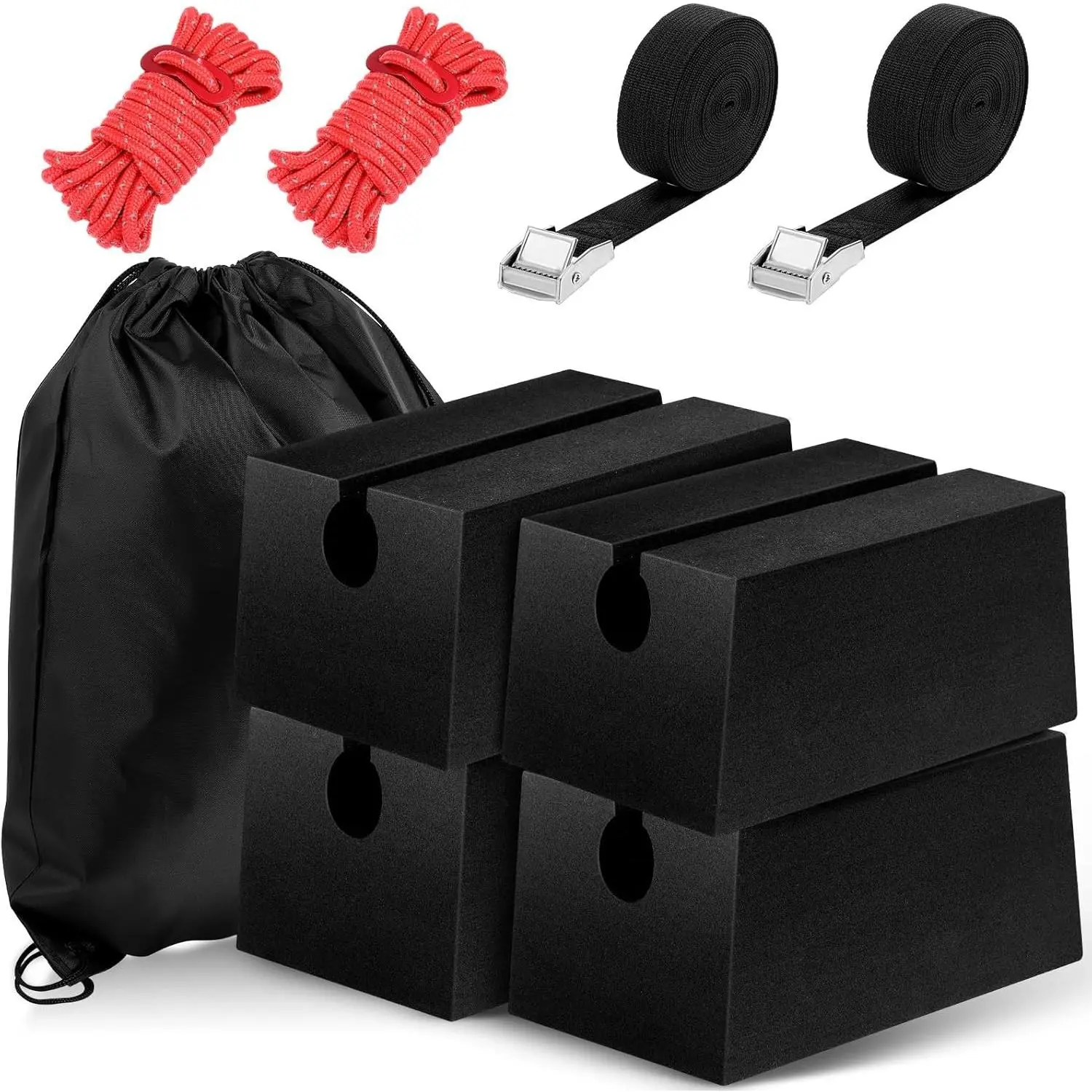Car Top Canoe & Kayak Carrier Kit - 6.7 in Foam Blocks, Soft Padding Roof Rack Pads, Standard Replacement Tie-Down Set