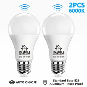 Kasotile Automatic Motion Sensor LED Bulb, Energy Efficient E26 Base, Ideal for Porch & Stairs, Daylight Activation Security Light