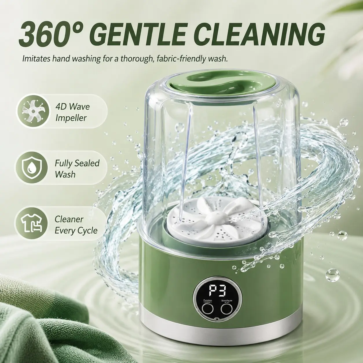 Wireless Mini Washing Machine, 1L Capacity, 4D Drum, Strong Motor, Two Modes, Waterproof, Portable, Ideal for Dorms, Travel, Daily Use, Portable Clothes Washing Machines