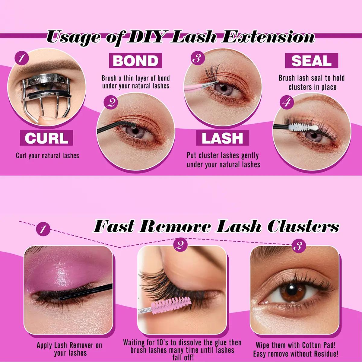 80D+100D Lash Clusters Kit, SOSIAY CICI D Curl Individual Lashes, DIY Lash Extension Tool Set