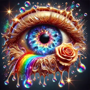 5D DIY Diamond Painting Kit with Tools Unframed Colorful Eye Design with Rose and Rainbow Sparkling Rhinestones for Home Wall Decor Living Room Bedroom Art Craft Gift