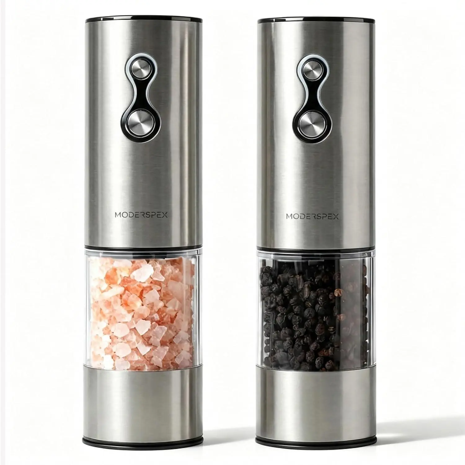 Modern Electric Salt and Pepper Mills Set, USB-C Rechargeable with Adjustable Speed, 9 Adjustable Coarseness, Ceramic Burr, LED Light, Refillable Stainless Steel Kitchen Seasoning Utensils, Everyday