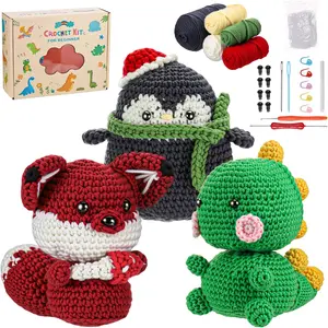 Crochet Kit for Beginners  - 3 Pack  Beginner Crochet Kit for  Adults Teens, Amigurumi Craft Knitting Supplies Set with Step-by-Step Video Tutorials, DIY Crocheting Gifts for Crocheters