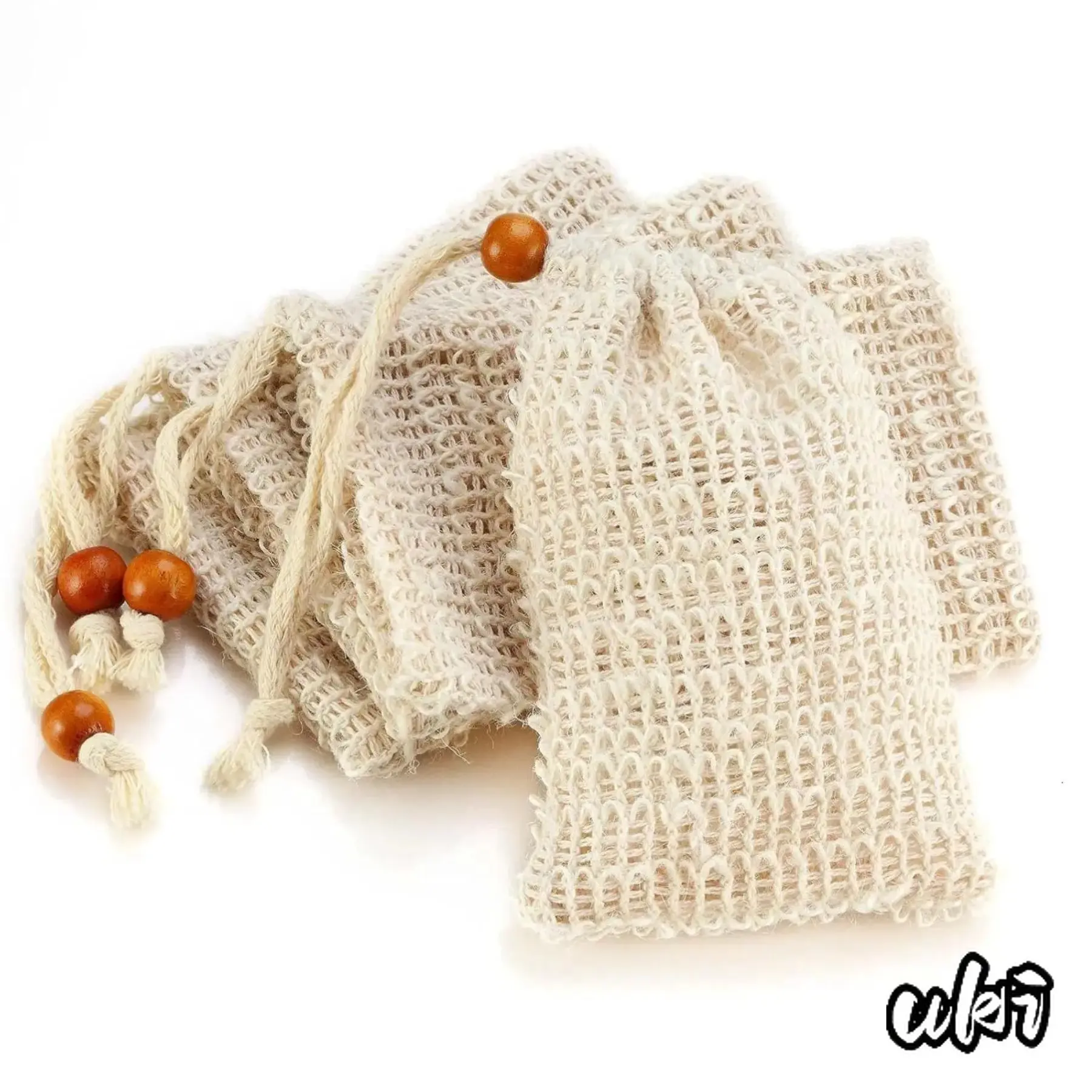 Natural Sisal Soap Saver Pouches, Set of 4 Textured Exfoliating Body Scrubbers for Shower, Biodegradable & Portable Size, Bathroom Supplies, Exfoliation, Eco-Friendly, Eco Loofah Swap, Accessories, Toiletry
