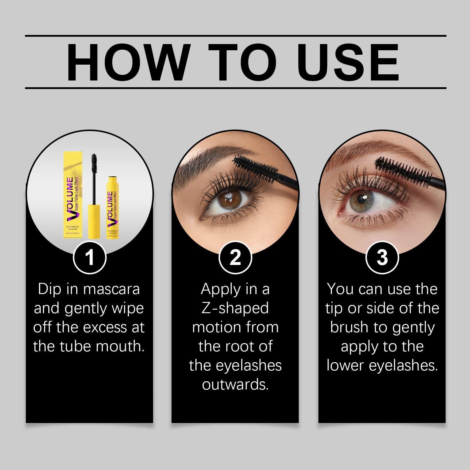 Cosmetiques VolumeCare+ Mascara – Long-Lasting Curl & Super Volume – Waterproof & Nourishing with Beeswax – Gentle for Sensitive Eyes, Easy to Remove