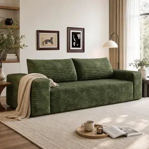 Eyisean Boneless Couches for Small Spaces Compressed Sofa Loveseat No Assembly Requried with Corduroy Fabric for Living Room & Bedroom & Apartment Furniture