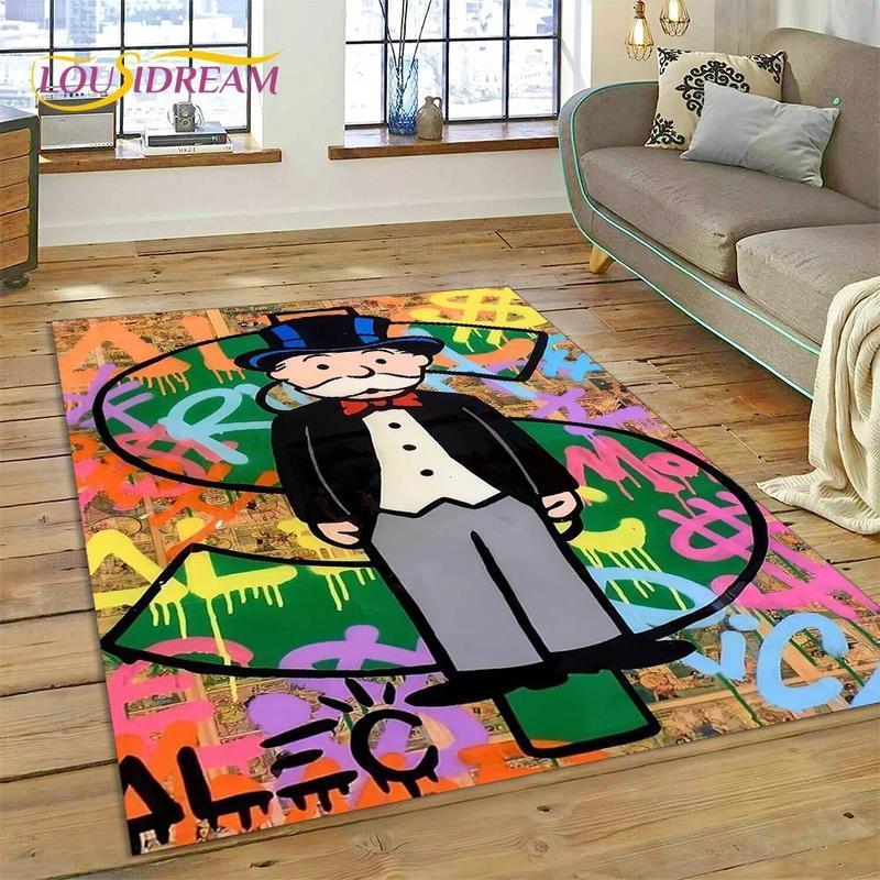Game Dollar Monopoly Cartoon Money Rug Carpet for Living Room Bedroom Home Decor,Floor Mat Non-slip Decoration for Sofa Doormat house plush modern floor rug