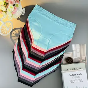 18pcs [Lady Lingerie] Plus Size Women's Lace Underwear - High Support Breathable Comfort, Solid Color with Contrast Lace Trim, for Casual Attire, Comfortable Undergarment, Highsupport Underwear, All-Season Clothing (Colors Random Delivery)
