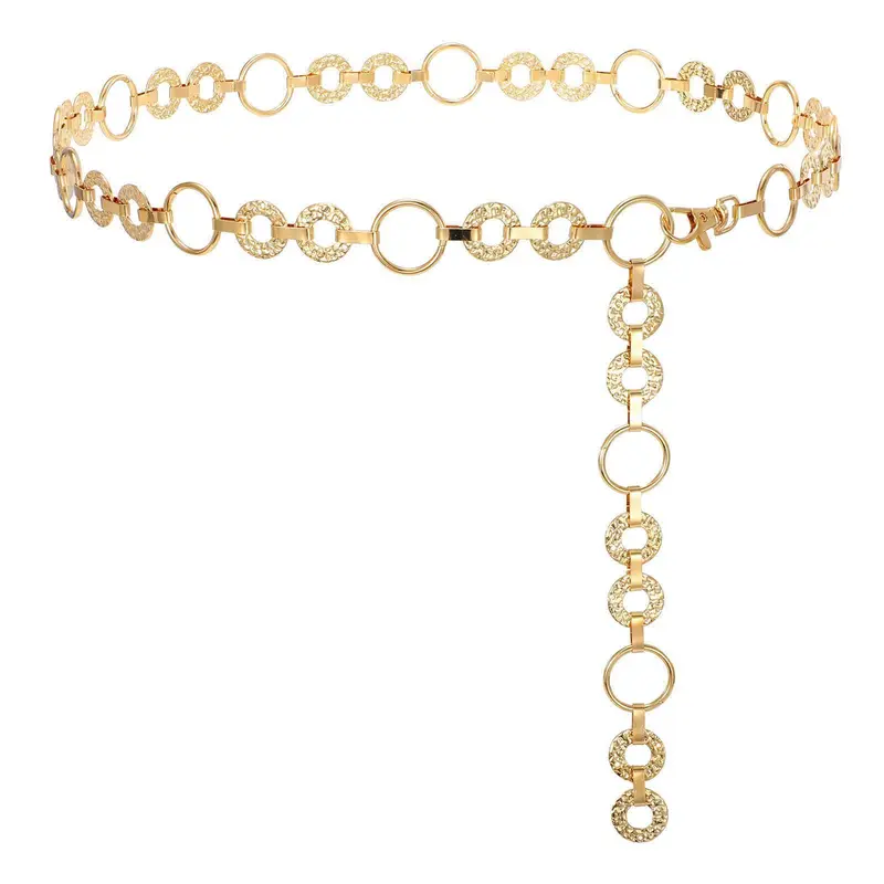 JASGOOD Women Multilayer Gold Silver Metal Link Body Chain Belt Ladies Waist Chain Belts for Jeans Dress