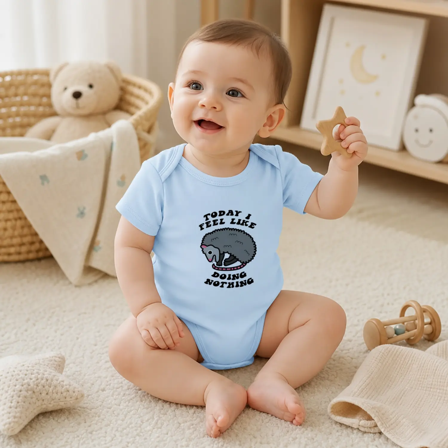 Unisex Baby Bodysuit with Graphic Slogan, Short Sleeve Pure Cotton Clothing Featuring Easy Snap and Moisture-Wick Fabric, One-Piece