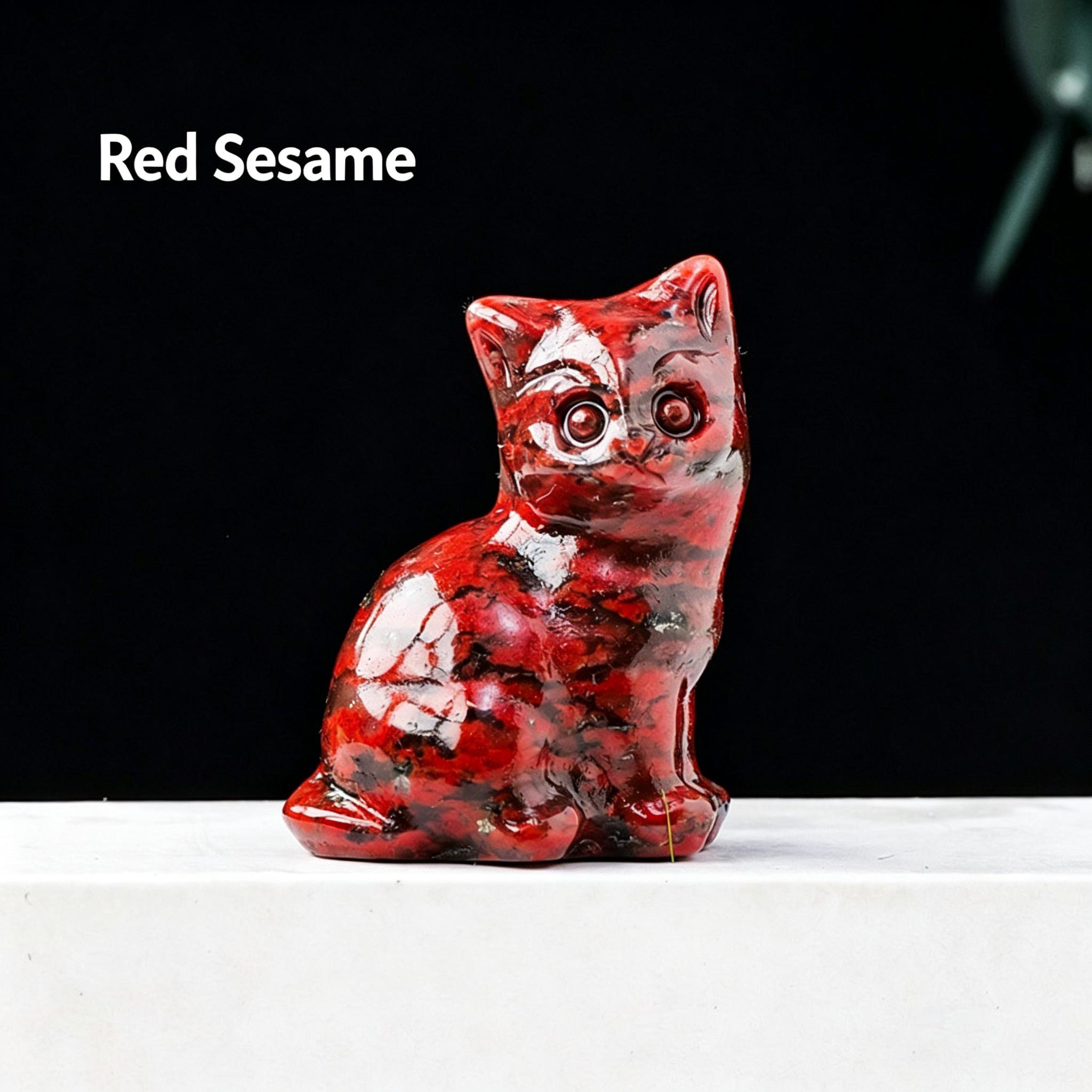 Natural crystal fortune cat carving piece, crystal raw stone semi-precious stone DIY animal crystal craft ornament