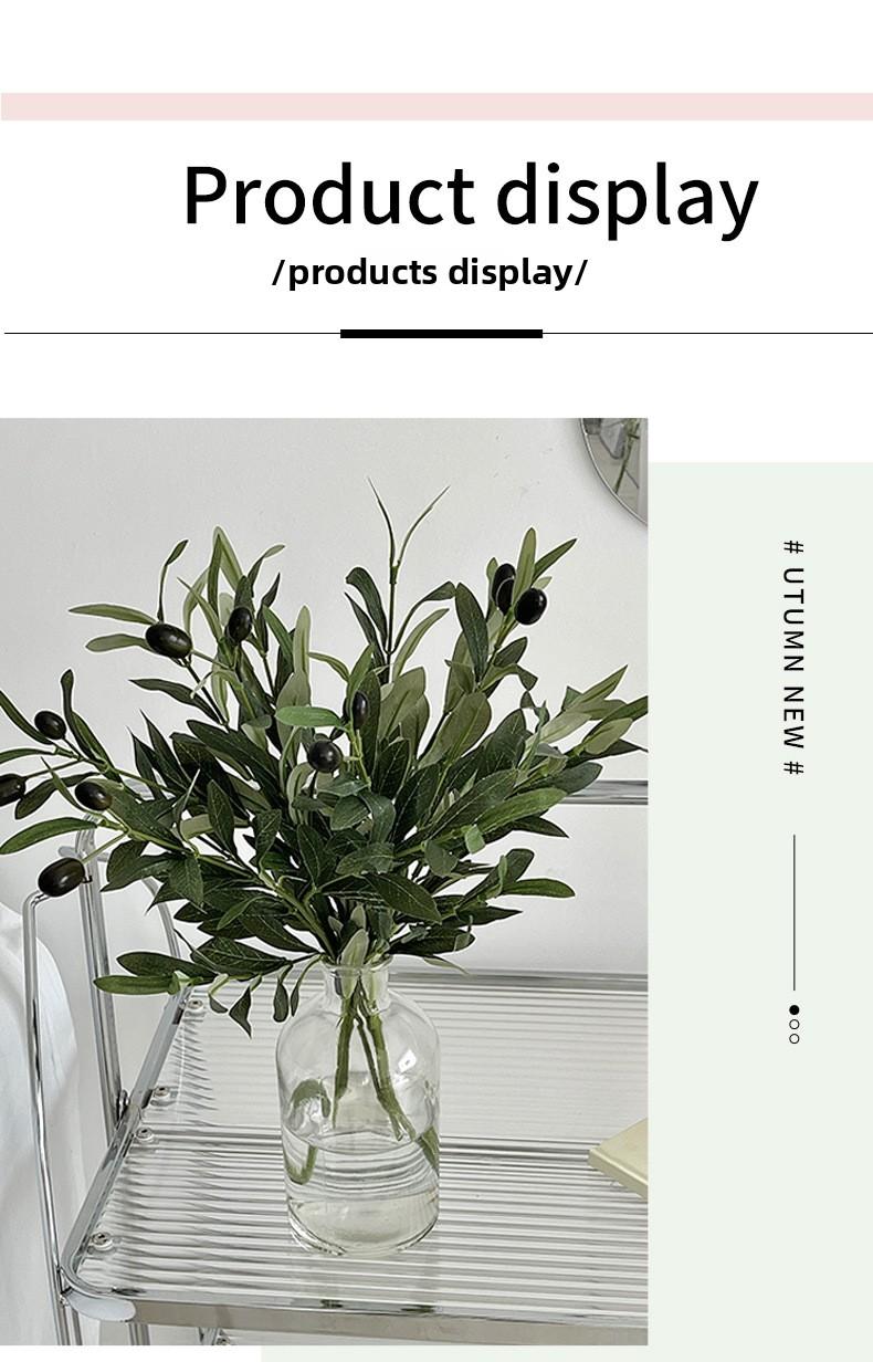 4-pronged artificial olive leaf, artificial green plant with fruit, olive branch, green tree branch