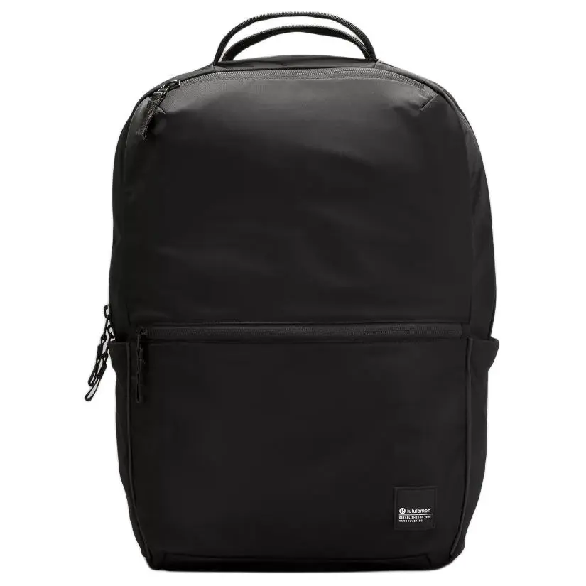 Lululemon Double-Zip 22L Recycled Polyester Backpack - Black Logo, Adjustable Multi-Compartment, Small, Carry On, Aesthetic Tech Backpack for Men and Women, Casual Commuter Style, Small Backpacks, Carry On Backpacks