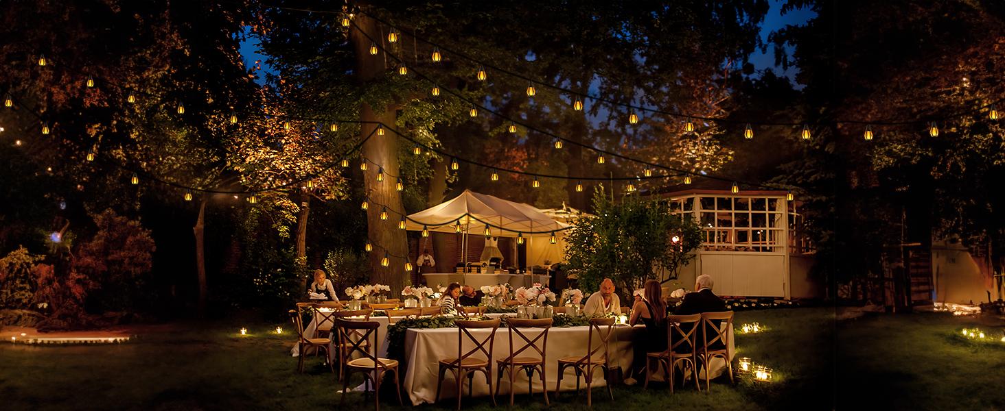 Christmas Solar-Powered Outdoor Flame-Effect String Lights (15 Bulbs, 33FT) Garden & Lawn Decorative Lights, Solar LED Night Lights for Christmas Parties, Outdoor Garden Decor summergarden