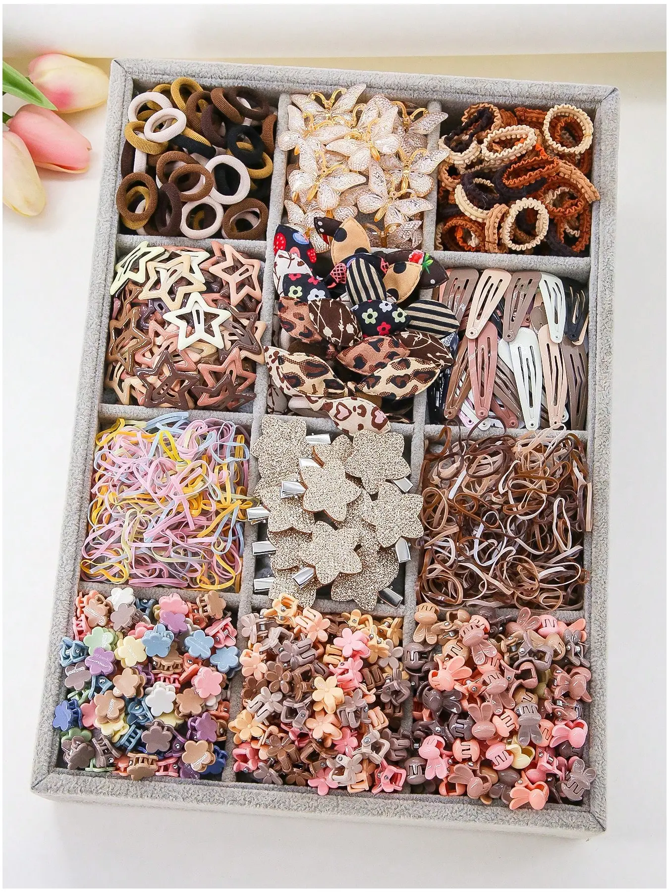 870pcs Cute Hair Accessories Set for Girls, Bow & Star Hair Clips, Mini Barrettes & Hair Ties, Aesthetic Sweet Style Hair Kit