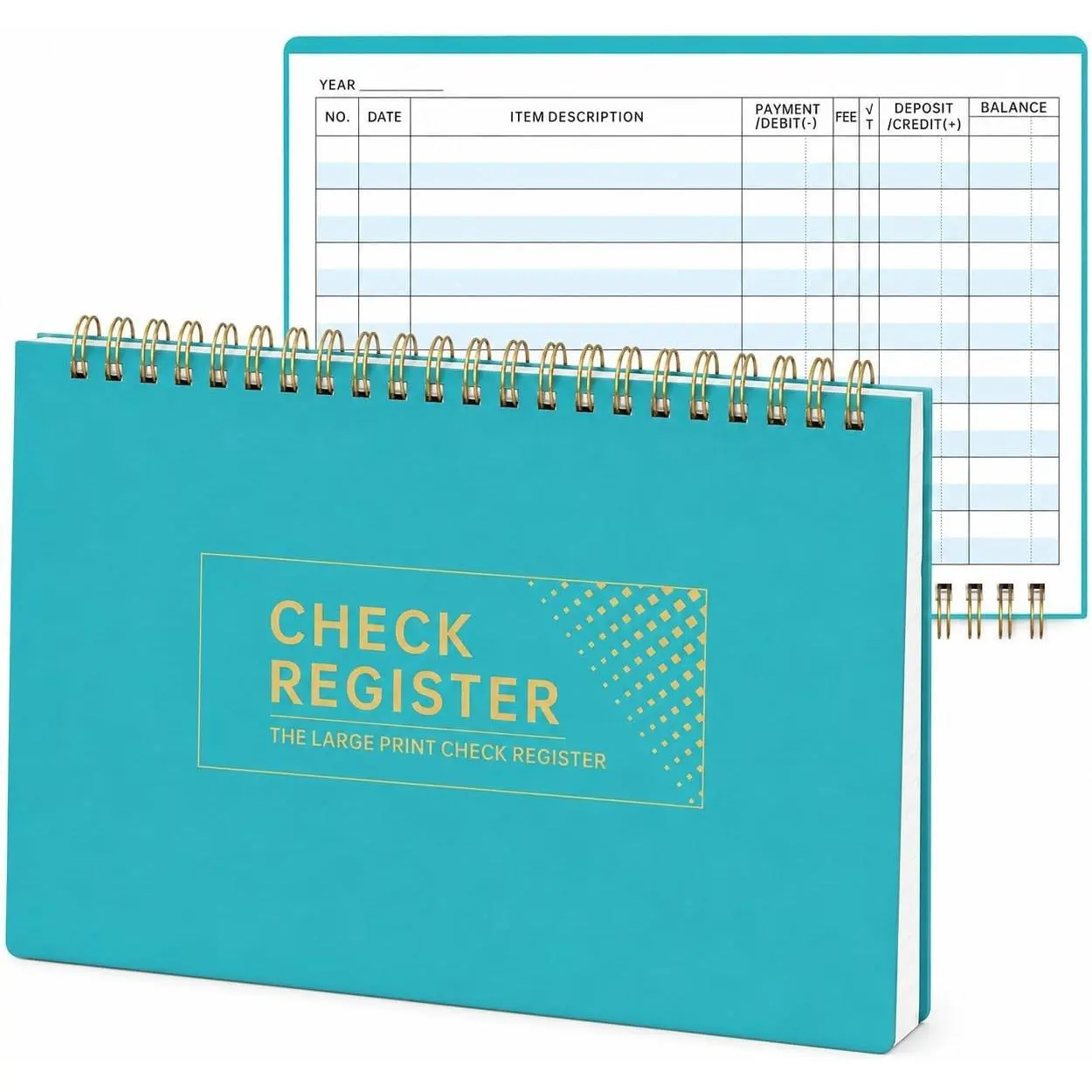 Check Register Book for Personal Checkbook, 5.7x8.4'', Green Premium Plastic Cover with Gold Foil, Budget Planner for Personal, Home, Office and Small Business