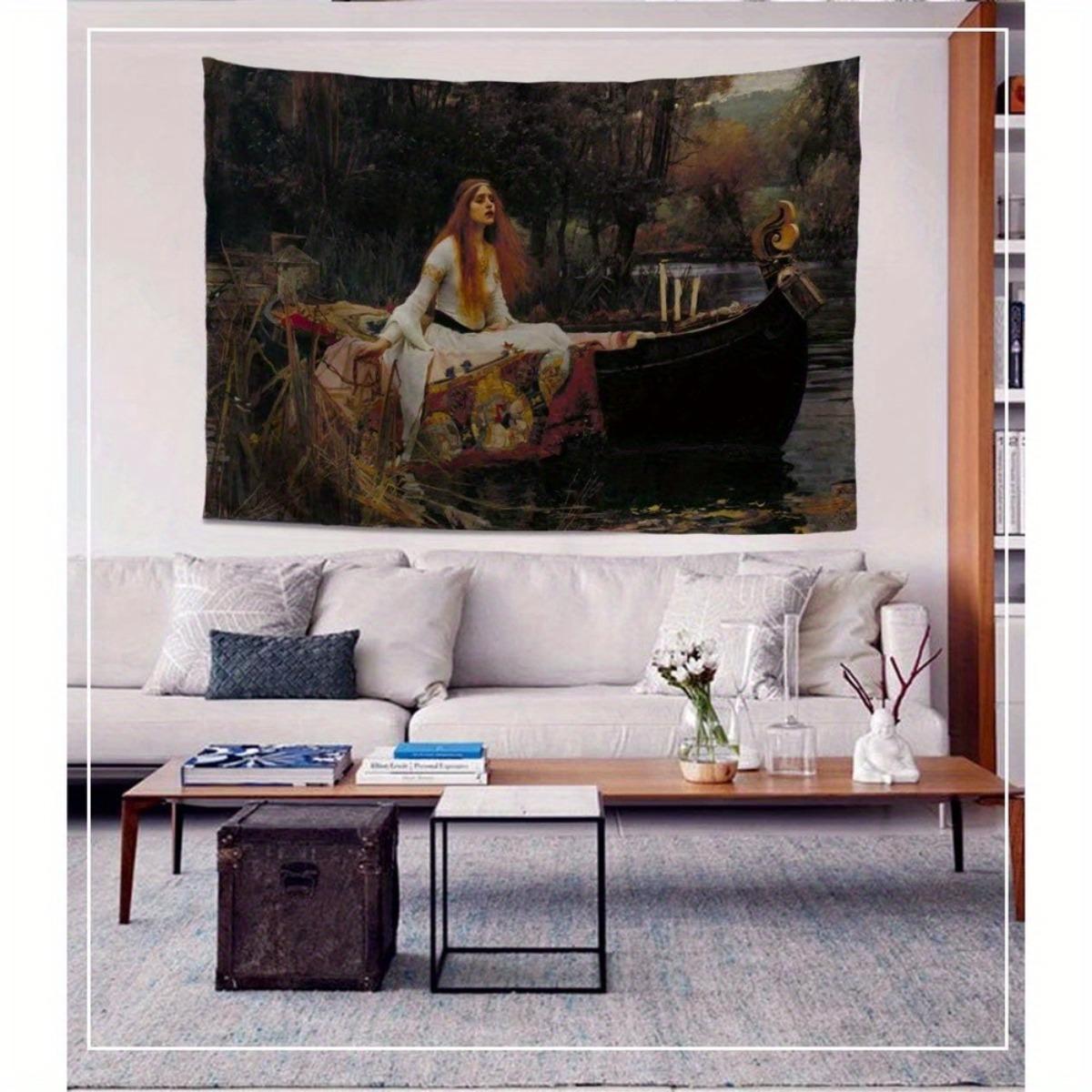 2D Flat, 2D Flat - 2D Flat, 2D Flat - 2D Flat, Local Spring Warner World Classic Art Masterpiece Tapestry Series Featuring John William Waterhouse'S The Lady of Shalott from The Pre-Raphaelite
