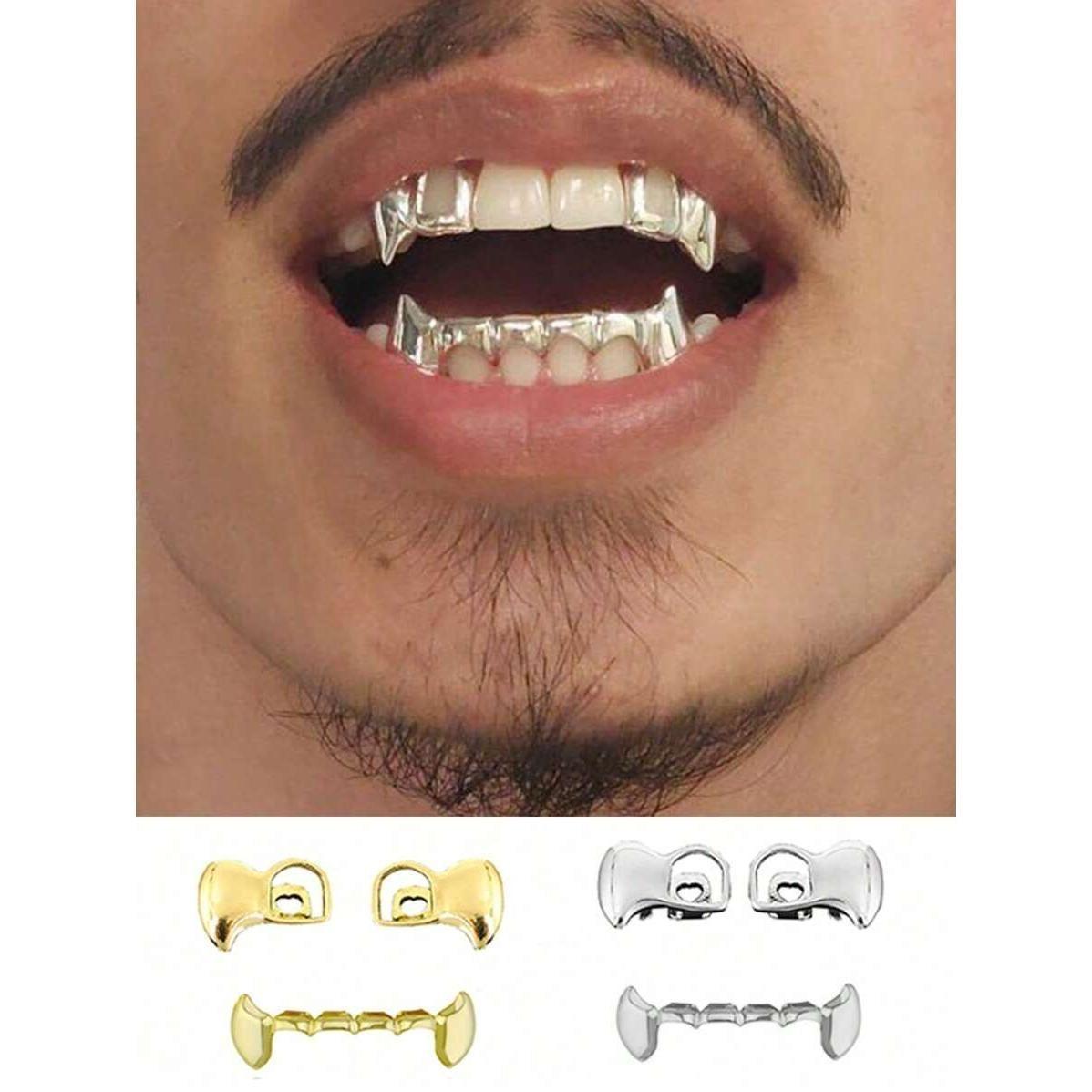 Men's Fang Tooth Jewelry Set Punk Sharp Canine Street Style Halloween Carnival Gift For Lovers Gothic Accessories