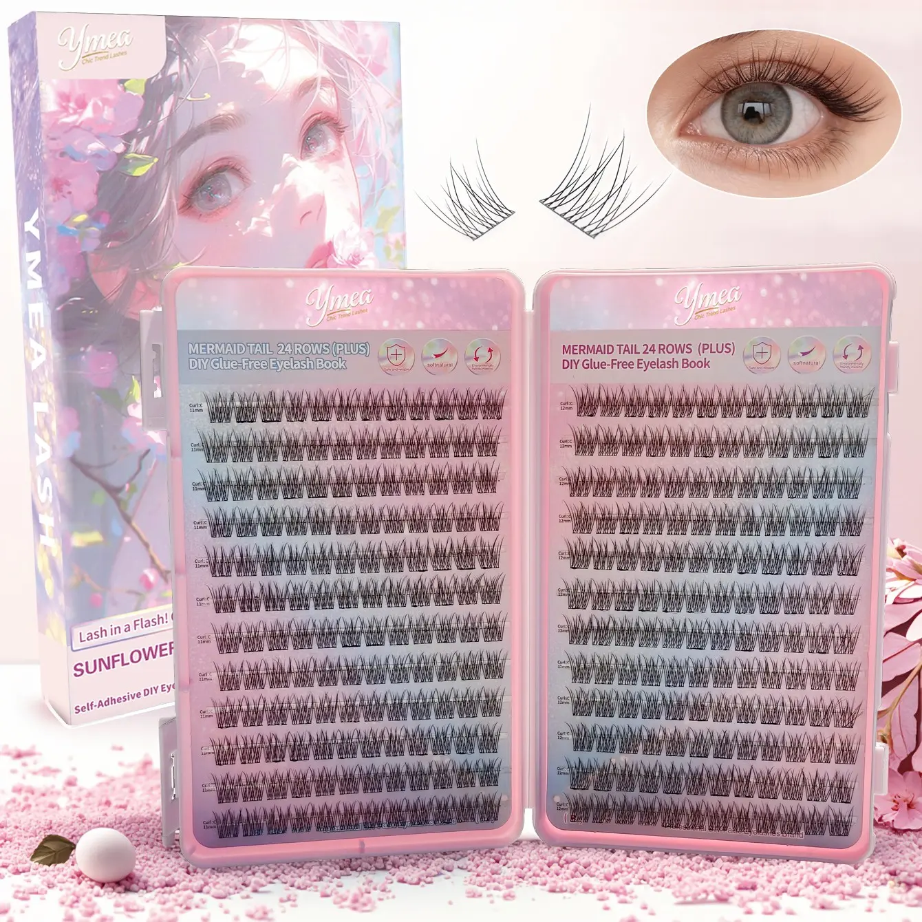 Self-adhesive False Eyelashes Book, No Glue Needed, Pre Glued Soft Eyelashes Clusters, Natural Wispy Lashes Reusable, Lightweight, Easy Apply for Beginners, Natural Look, High-volume False Eyelashes, Eyelash Extensions Set, Makeup Eyelashes, Cosmetics