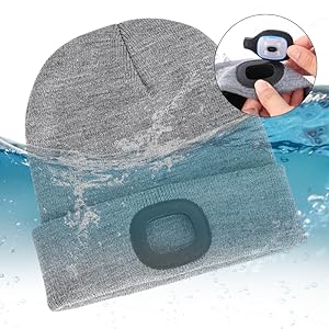 Unisex Beanie Hat with Light, USB Rechargeable LED Headlamp Hat Night Light Cap Christmas Stocking Stuffers Gifts for Men Dad Father Husband