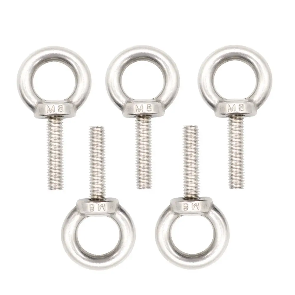 5 count 304 Stainless Steel M8 x 32mm Male Thread Lifting Ring Eye