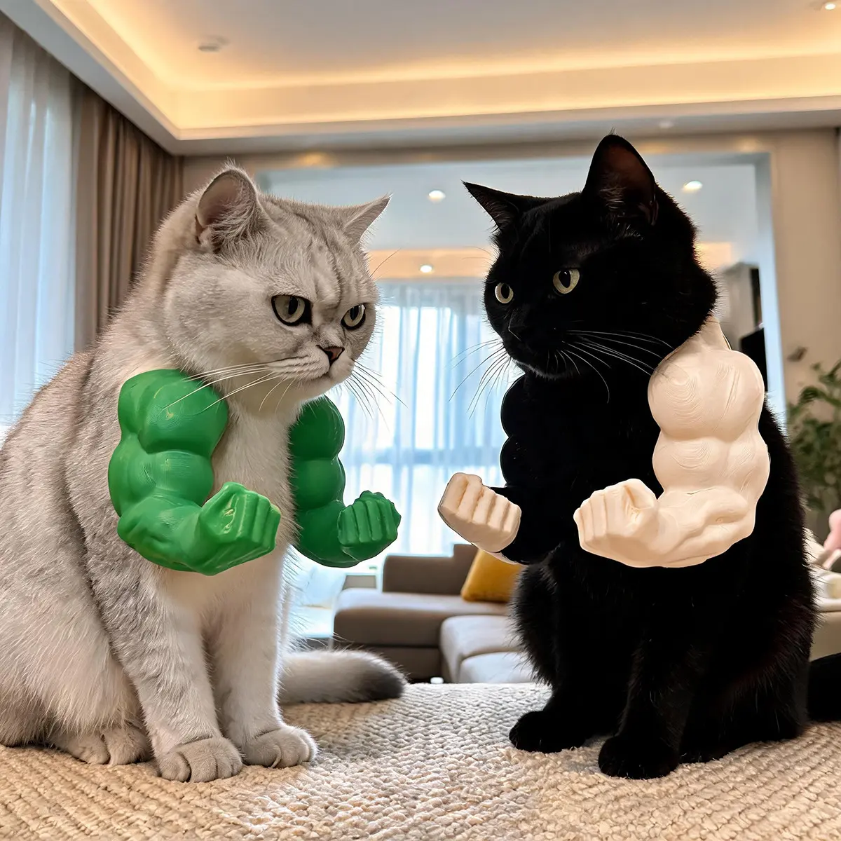 Funny Muscle Arm Cat Necklace, Pet Decoration Accessory, Perfect Gift for Friends and Family, Unique and Fun Design