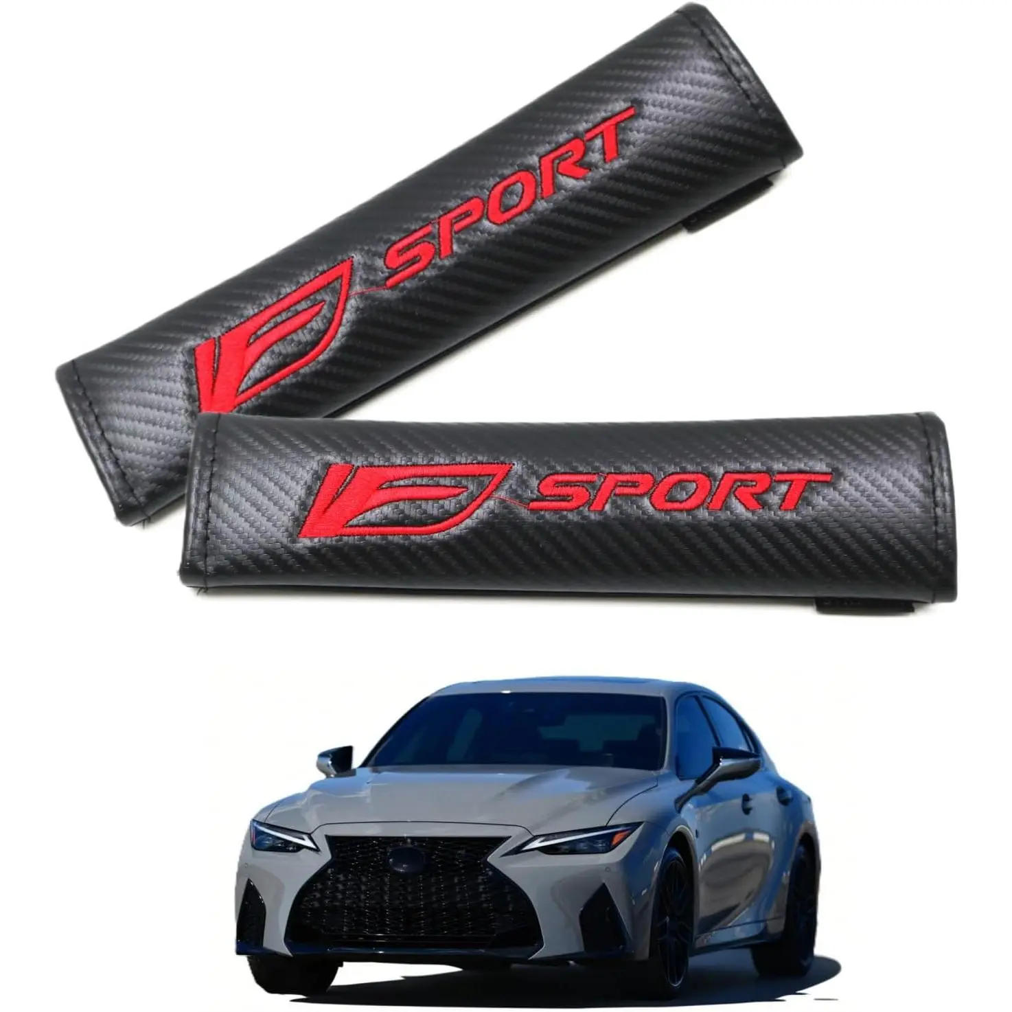 KAELTHAS 2 PCS Adjustable Velcro Car Seat Belt Cover Pads, Carbon Look Cushions for IS Series Fits (F-Sport IS250 IS300 IS350 IS500), Machine Washable for Long Drives, Car Interior Accessories