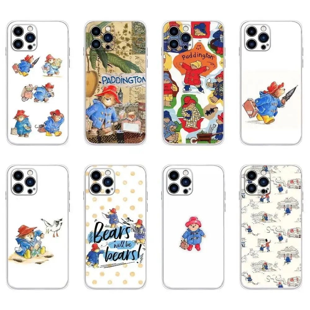 Cute Paddington Bear Transparent Soft Eco-Friendly Smartphone Case - Multi-Size Cellphone Protector for iPhone 17 Air, 16 Pro Max, 15, 14 Plus, 13, 12, 11 Mobile Phone Accessories, Iphone 15, Soft Covers