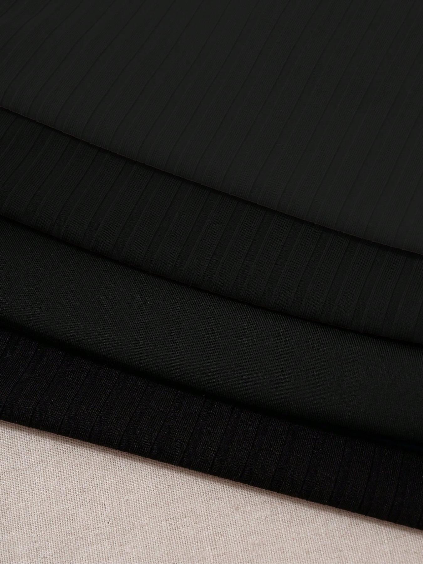 Women's Ribbed Knitted Hollow Out Drawstring Crop Top Set, Summer Fashion Casual Sleeveless Vest, 4 Piece Short Tank Tops for Women, Outdoor