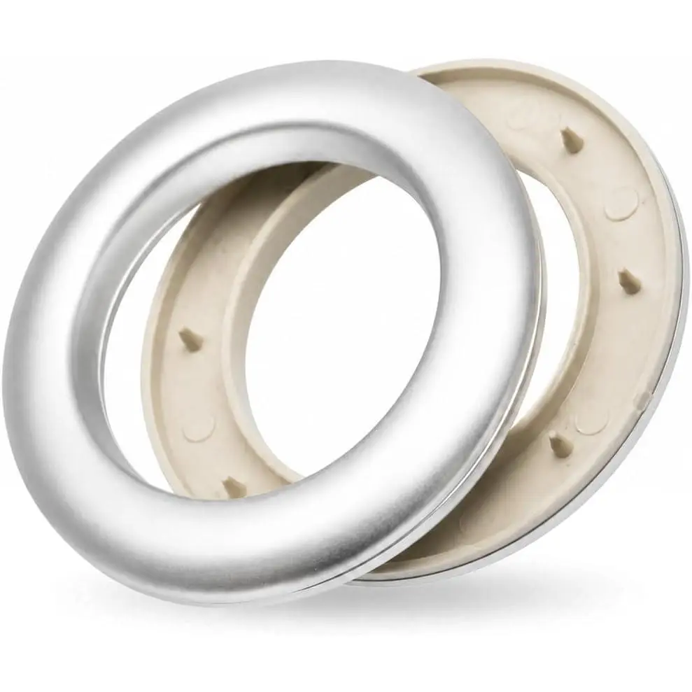 Curtain Grommets 1-9/16" (40mm) Inner Diameter Plastic Curtain Rings, Clip  Eyelet Rings,  Drapes Grommets 8 Pack (Chrome)