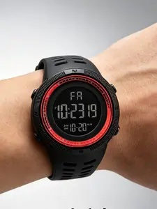 Skmei Sports Electronic Watch, Modern Waterproof Watch, Waterproof Wristwatch, Fashionable Digital Watch, Digital Display, PU Strap, Dial, Round Face, Comfortable and Durable, Men's Fashion Accessory, Water Resistant Watch
