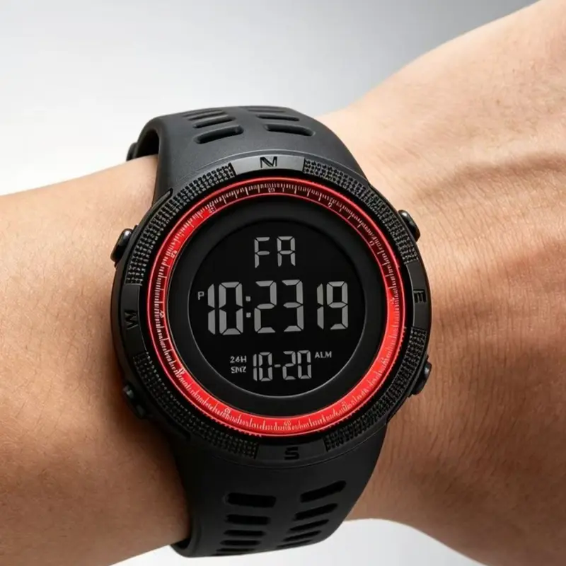 Skmei Sports Electronic Watch, Fashionable Stylish Watch, Waterproof Watch, Fashionable Digital Watch, Digital Display, PU Strap, Dial, Round Face, Comfortable and Durable, Men's Fashion Accessory, Fashion Wristwatches