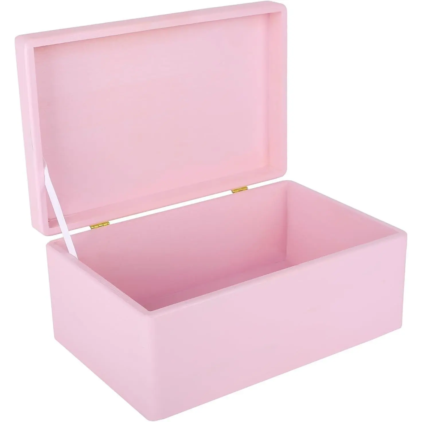 Large Pink Wooden Box Storage with Hinged Lid | 11.8x7.87x5.51in (+-0.5) | Keepsake Gift Box for Tool Dog Toy Kitchen Storage | ROUGH UNSANDED Wood Chest Trunk