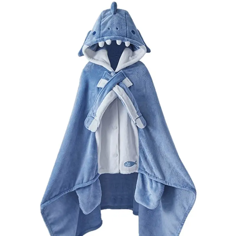Wearable Shark Blanket with Hat, Adult Comfortable Soft Shark Cape, Warmth, Perfect for Bedtime, Movie Night, Theme Parties, Shark Costume