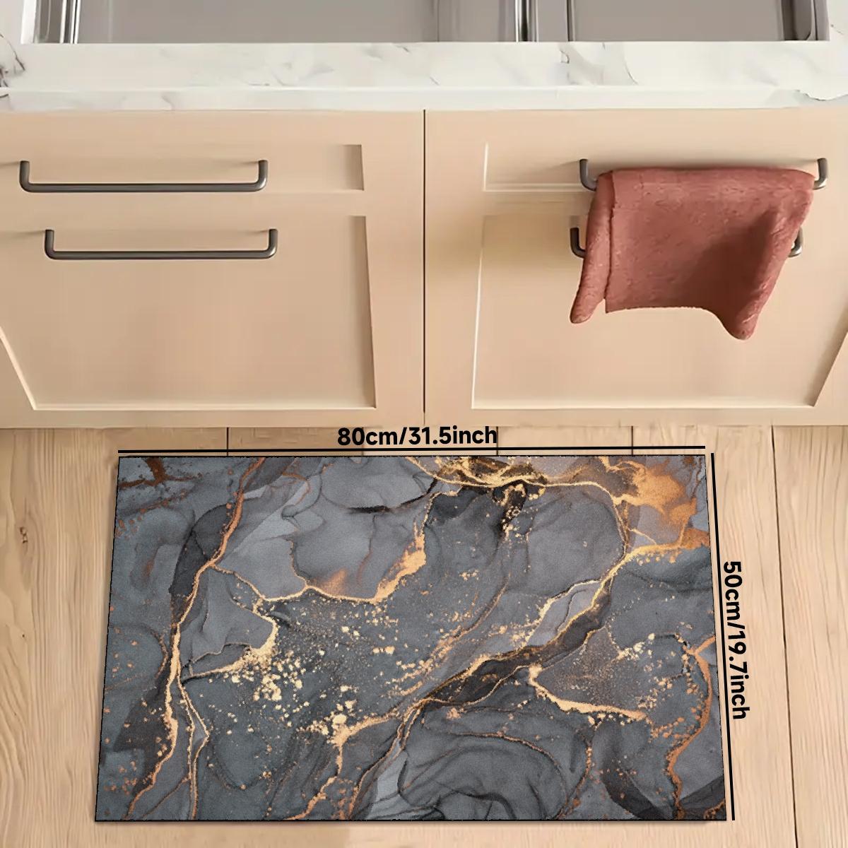 1pc Non-slip Kitchen Floor Mat | Kitchen Mat Set | Marble Pattern Print | Machine Washable, Soft and Comfortable | Rectangular Home Decor Rug | Suitable for Kitchen Areas. Perfect for Kitchens, Living Rooms, Non Slip Rugs