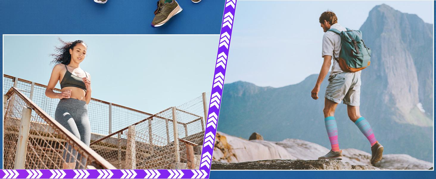 Open Toe Compression Socks Women & Men-3 Pairs 20-30 mmHg Knee High Stockings for Circulation Support