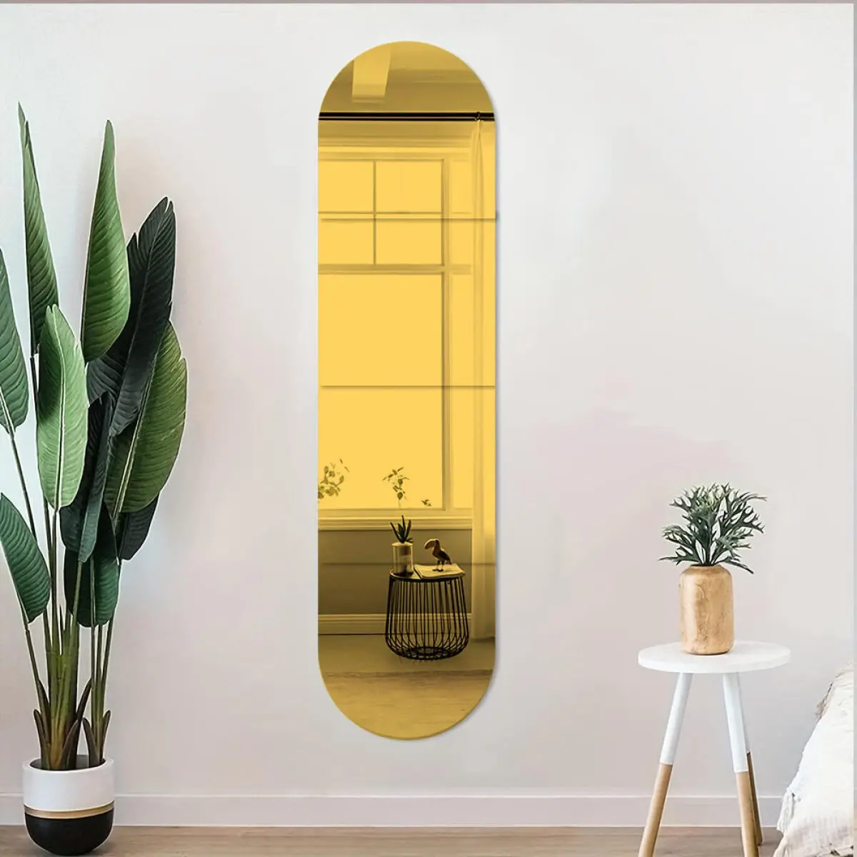 4pcs/set Self-Adhesive Full-Length Mirror Wall Stickers, Removable Mirror Stickers, Acrylic Mirror Sticker, Decorative Sticker, Wall Decal, Easy Install Wall Decoration for Bedroom, Apartment, Gym & Dormitory, Home Decor
