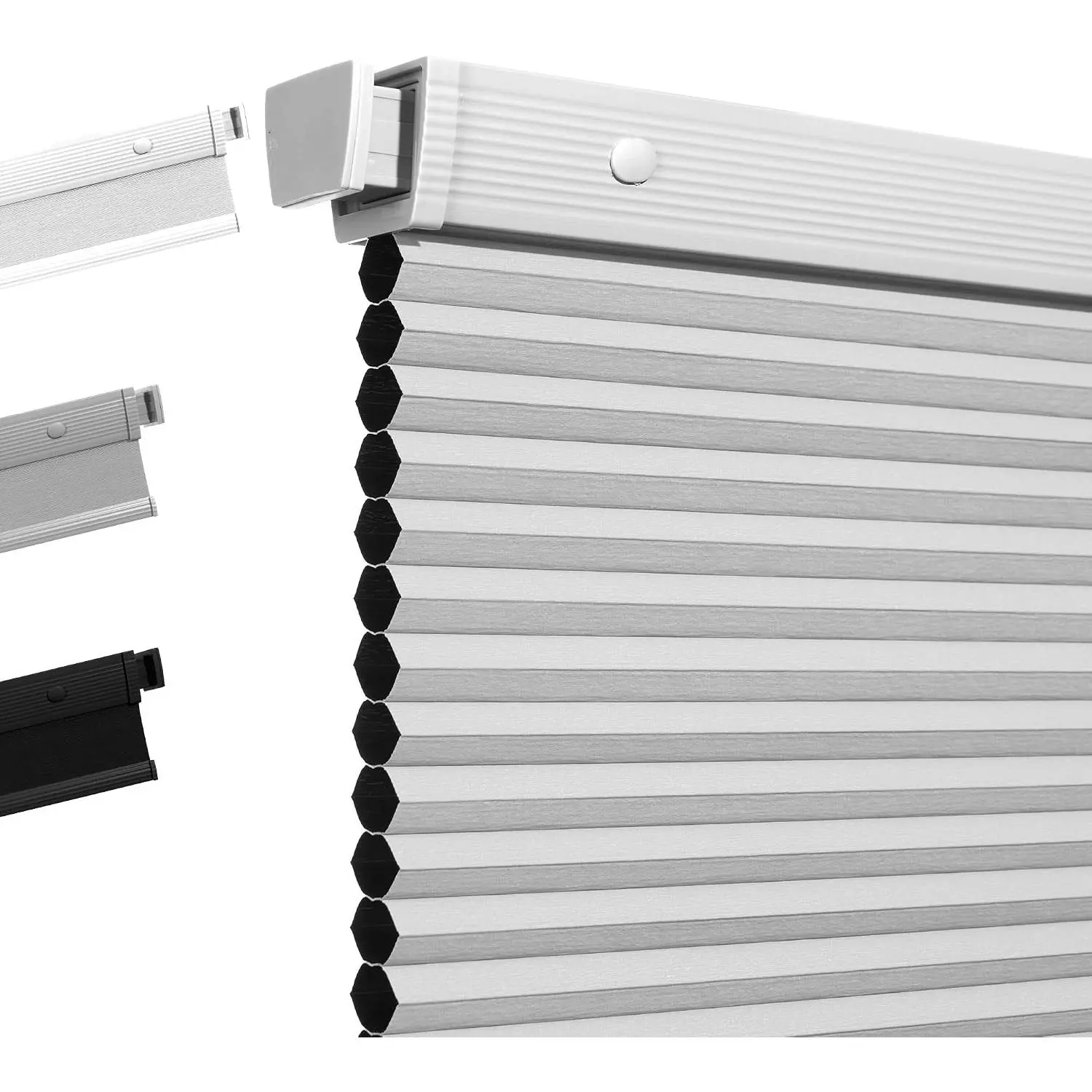No Drill Cellular Shades for Indoor Windows,White,34.5" W x 64" H | Noise Reducing & Thermal Insulating Honeycomb Blinds,Cordless Free Stop Blackout Blinds Easy to Install