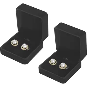 2 Pieces Classic Velvet Jewelry Earring Gift Box for Stud Earrings Necklace Pendant, Jewellry Earring Storage Display Case for Wedding Engagement Birthday AnniversaryGift.