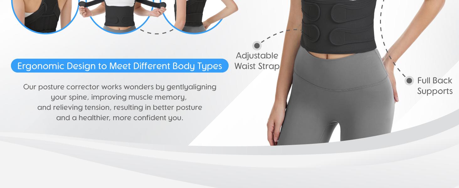 UGEM Posture Corrector for Women & Men – Adjustable Back Brace with Full Back Support, Shoulder Straightener for Spine Alignment, Scoliosis, Hunchback & Back Pain Relief (Black, Medium)