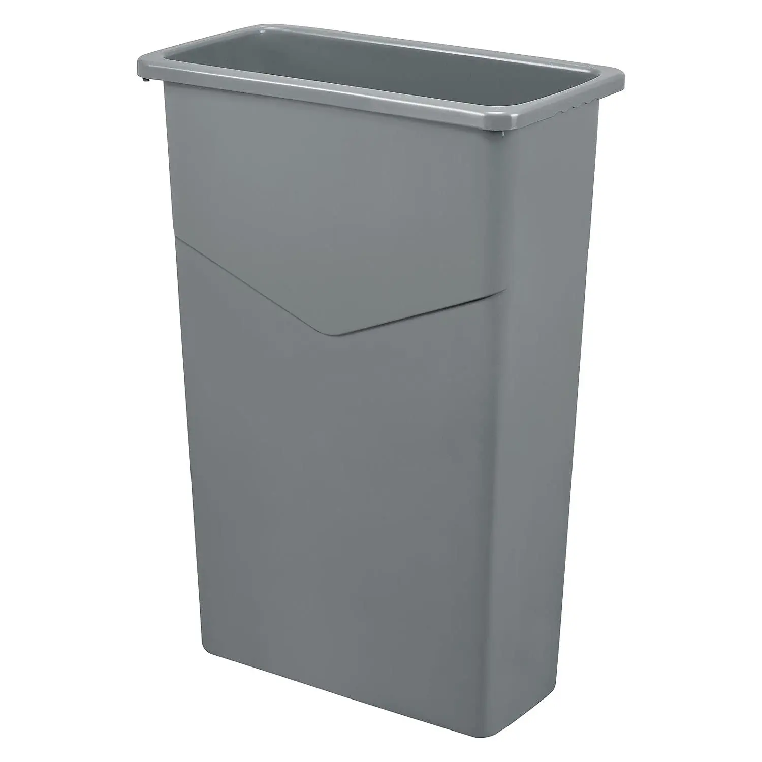Slim Trash Container with Open Top, Plastic Construction, 23 Gallon Capacity, 20" W x 11" D x 30" H, for Indoor Use, Lid Sold Separately, Gray