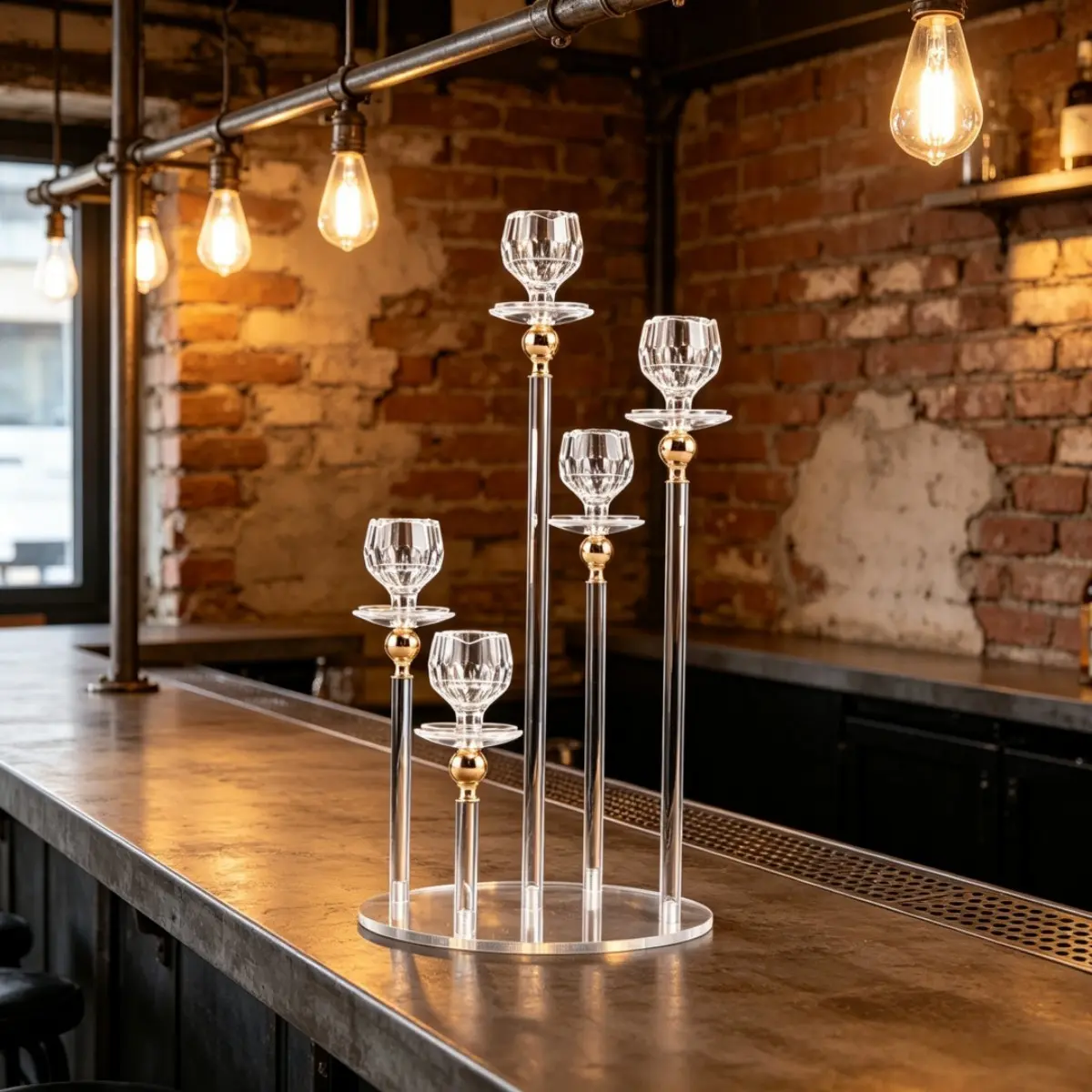 Luxury Transparent Acrylic Multi-Head Candle Holder, Crystal Glass Candle Stand for Halloween, Christmas, Bar, Restaurant, Wedding Table Centerpiece Decor, Candlestick Holders